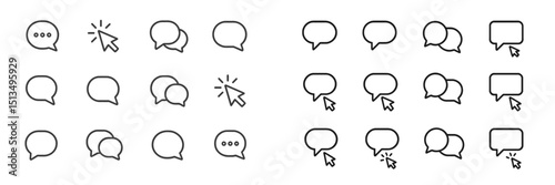Collection of chat bubble icons in various styles and arrangements showcasing digital conversation elements for UI design
