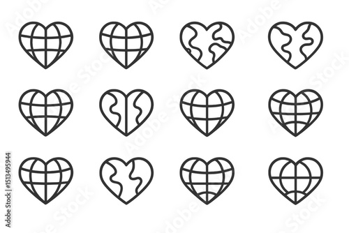 Creative hearts representing global unity and connection in a modern design, suitable for various artistic applications