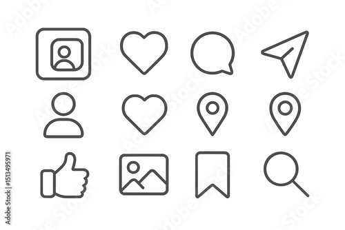 Collection of social media icons representing user interaction and communication in a modern digital environment