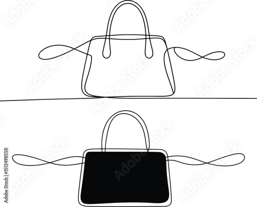 Minimalist Handbag Line Art, Fashion Purse Outline Illustration
