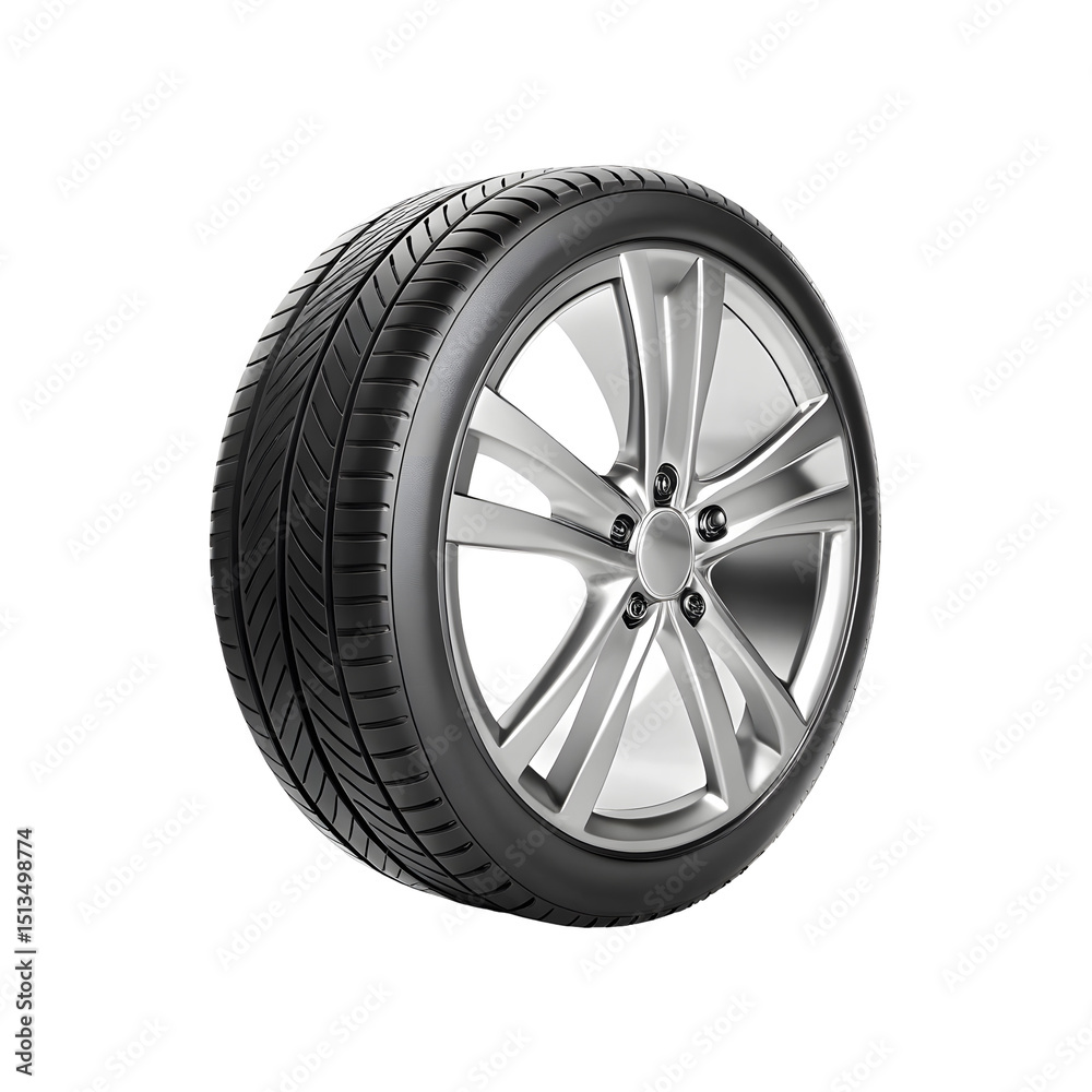 Obraz premium New rubber tire wheel isolated on a transparent background