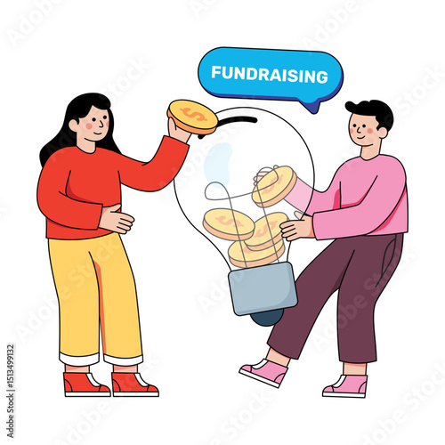 Conceptual flat design illustration of fundraising idea