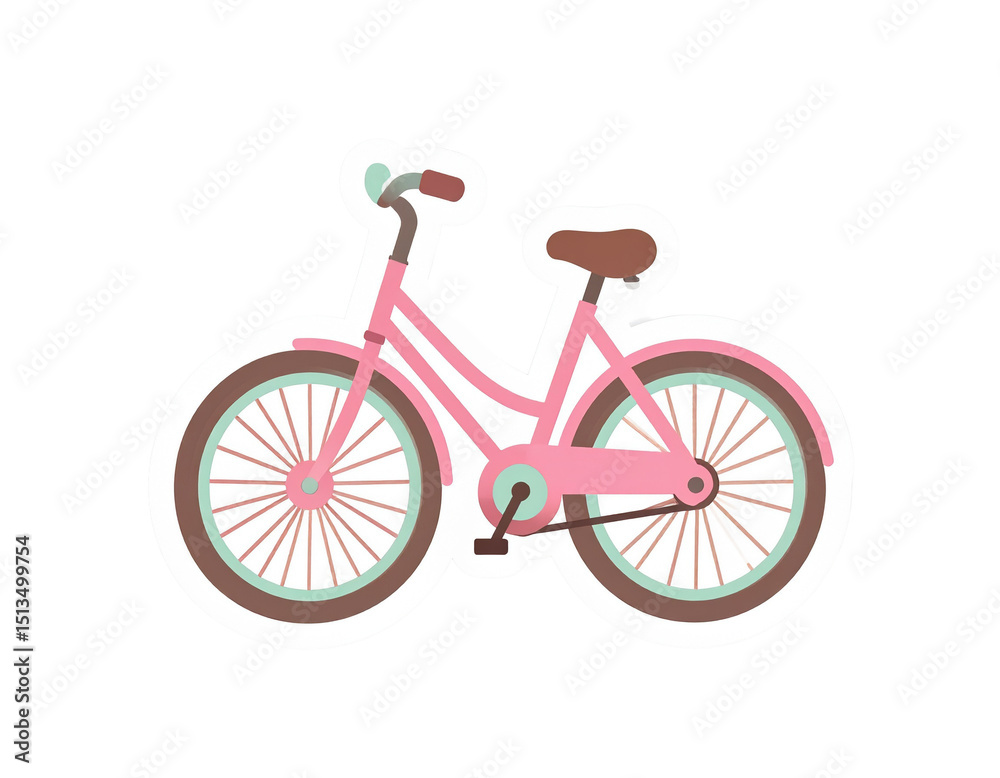 Fototapeta premium Sticker Icon of Cute Cartoon Bicycle