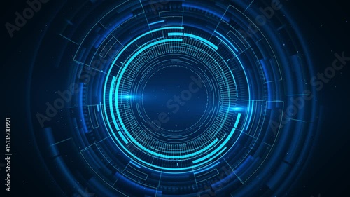 Hologram HUD circle interfaces Abstract sci-fi tunnel cyberspace. 3D portal Futuristic fantasy high-tech funnel wireframe tunnel Circle elements Sci Fi circle elements backdrop 4K Loading target intro