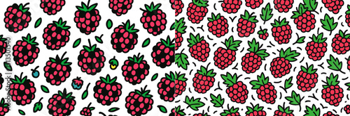 Colorful berry patterns showcasing blackberries and green leaves in a vibrant and playful design
