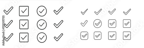 Variety of checkmarks and checkbox designs displayed on a simple background in a creative layout