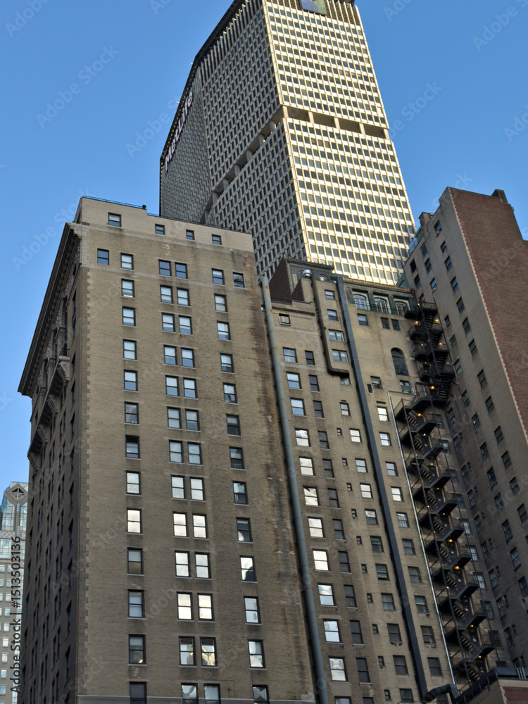 Modern office building. City center architecture. Building elevations. New York, USA.