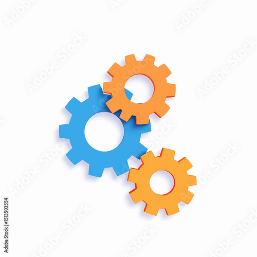 Vibrant gears interlock signifying teamwork synergy and success