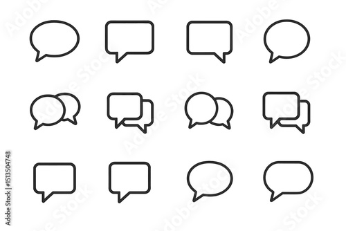 Various speech bubble icons in different sizes and orientations in a simple layout suitable for graphic design
