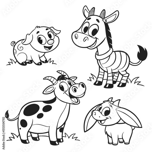 set of funny cartoon animals vector