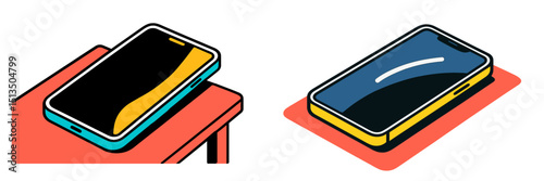 Charging smartphones on a desk with modern design and vibrant colors during daytime