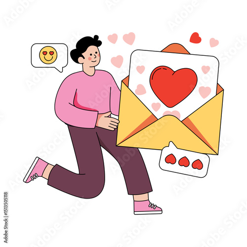 Perfect design illustration of receiving love letter 