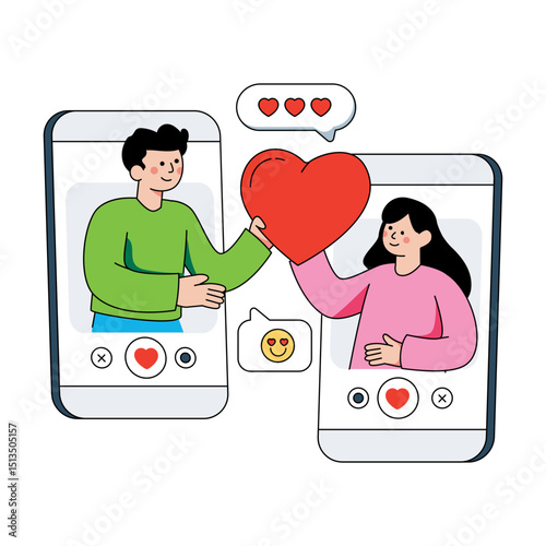 An eye catching design illustration of romantic video call 