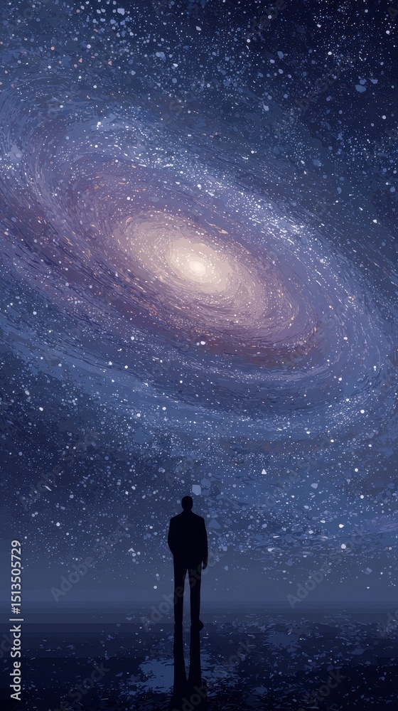 Obraz premium Cosmic Wonder and Human Reflection