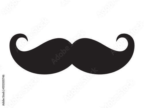 Simple black mustache icon isolated on white background for design and decoration elements