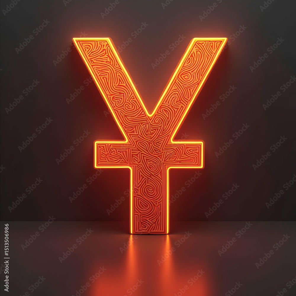 Fototapeta premium Currency Symbol Glowing with Intricate Line Pattern