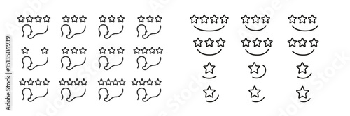 Unique collection of hand-drawn star and speech bubble designs for creative projects and artistic expression