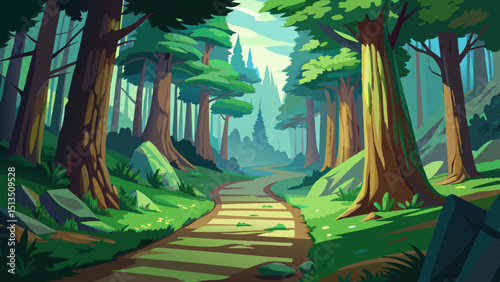 road in the forest vector