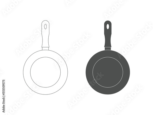 set of silhouette Frying pan design, vector, isolated on transparent background