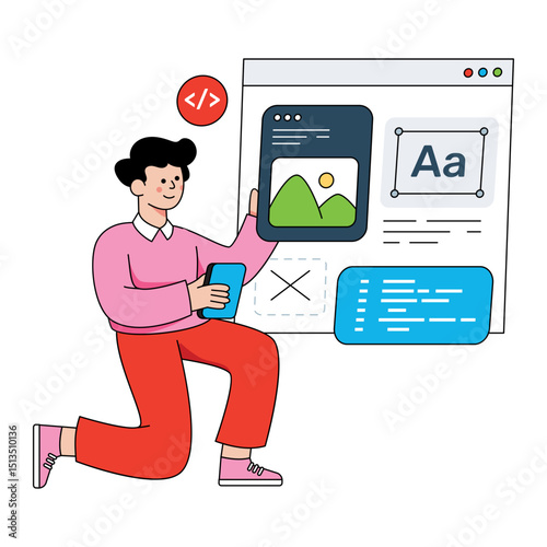 Conceptual flat design illustration of website designer 