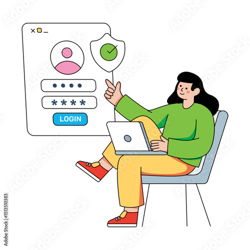 Profile login illustration, editable vector
