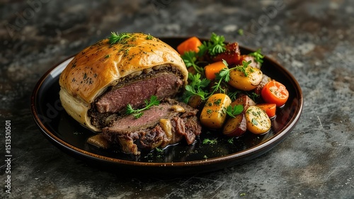 Exquisite Beef Wellington with Roasted Vegetables