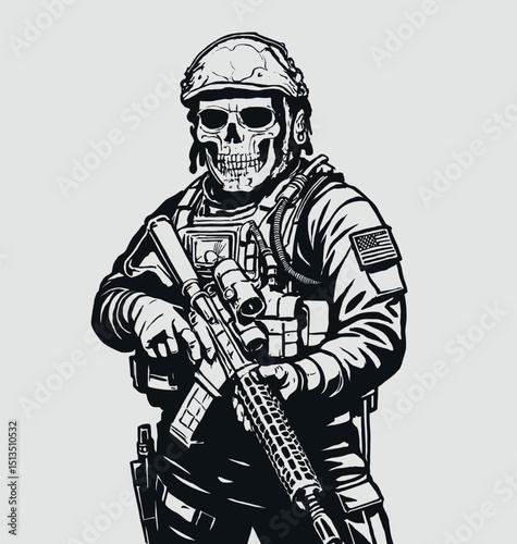 A bold and striking vector illustration of a skull-faced