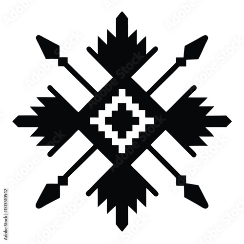 Tribal pattern icon, Geometric ethnic design, Native ornamental symbol, Cultural abstract motif, Traditional art graphic, Folk heritage element

