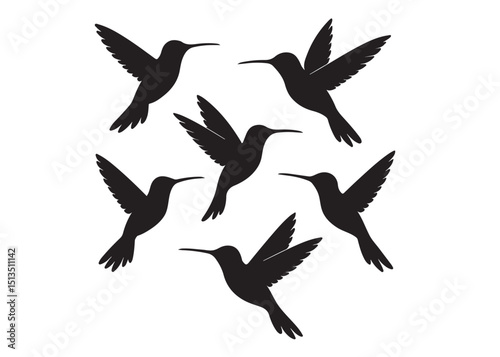 Hummingbird logo silhouette vector illustration,
hummingbird logo vector icon illustration, colibri flying bird logo vector silhouette, humming birds silhouette vector illustration on white background