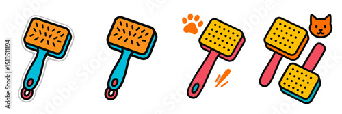 Colorful pet grooming brushes designed for effective fur removal and easy cleaning