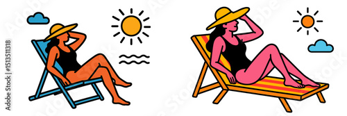 Relaxing by the pool on a sunny day with deck chairs and clear skies in a vibrant summer atmosphere