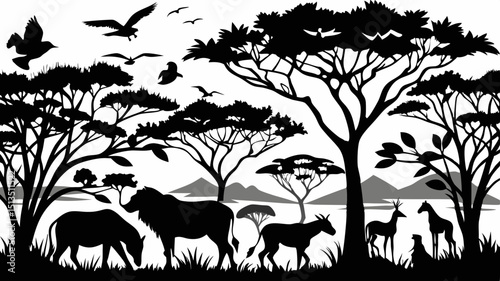 wild animals in the sunset vector
