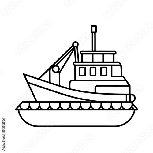 Dredger Ship Outline Vector Illustration