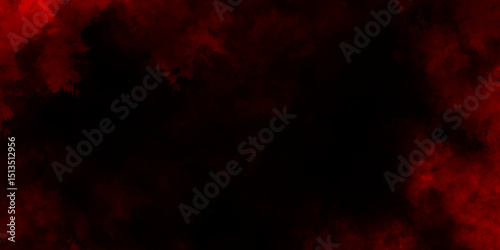 Abstract explosion of red powder on black background, black red abstract background with copy space for design, the vibrant red contrasts with the dark clouds, abstract image of red smoke or fog.