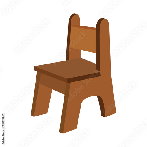 Simple wooden children's chair in brown color