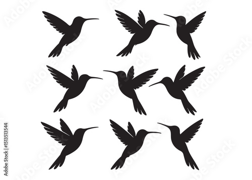Hummingbird logo silhouette vector illustration,
hummingbird logo vector icon illustration, colibri flying bird logo vector silhouette, humming birds silhouette vector illustration on white background