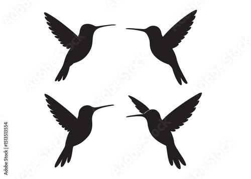 Hummingbird logo silhouette vector illustration,
hummingbird logo vector icon illustration, colibri flying bird logo vector silhouette, humming birds silhouette vector illustration on white background