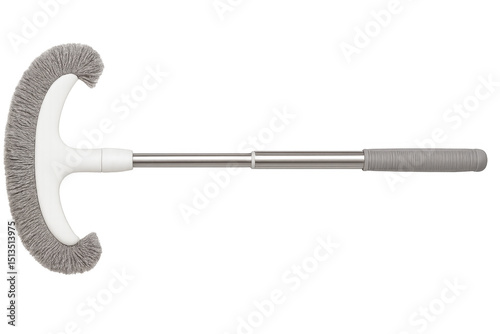 Cleaning brush with telescopic handle on transparent background