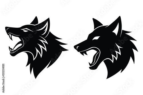 Strong wolf head silhouette for hunting and outdoor branding