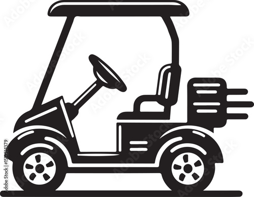  Electric golf cart icon vector with white background