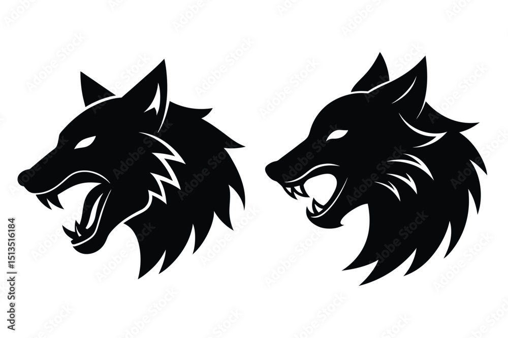 Obraz premium Angry and alert wolf head silhouette in vector design