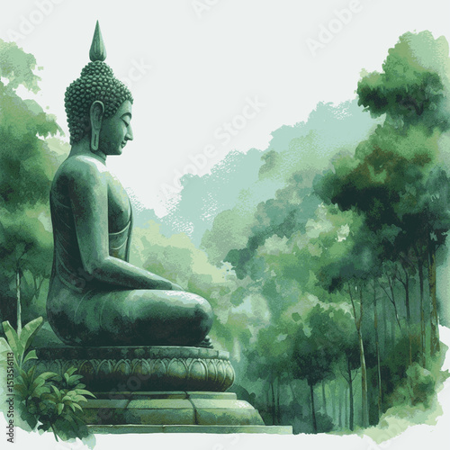Watercolor Samadhi Buddha isolated vector illustration svg