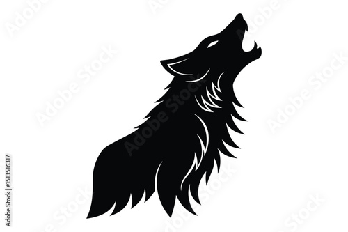 Editable wolf head silhouette illustration with aggressive features