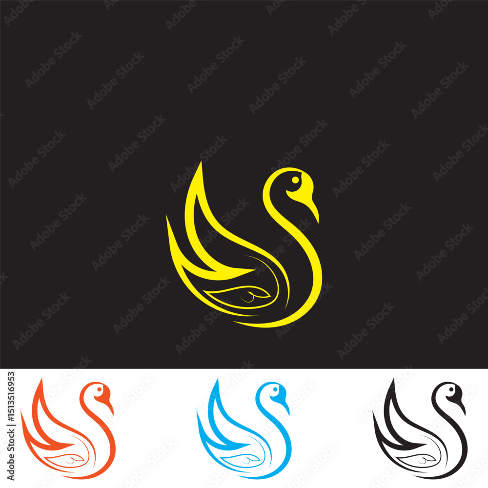 Obraz premium swan logo and vector template