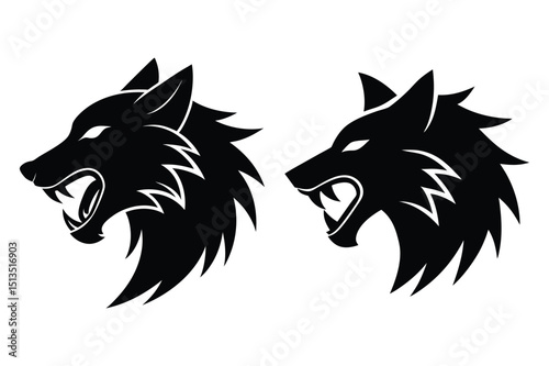 Vector wolf head silhouette with sharp lines and aggressive look