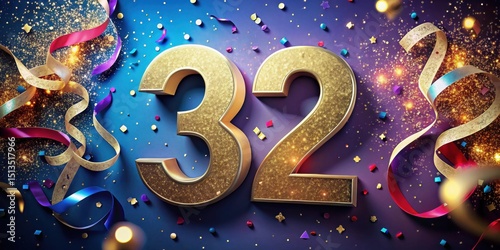 Wallpaper Mural Sparkling Celebration Thirty-Two Years of Joy, Glitter, and Festive Ribbons Torontodigital.ca