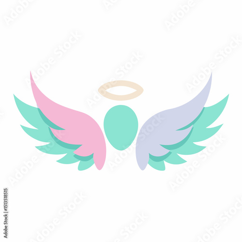 Be An Angel Day vector illustration, kindness, support, angel wings, halo, heart icon set