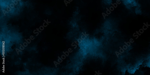 abstract cobalt blue fog or smoke color isolated black background, blue color paint texture photo background for portrait, dark blue grunge texture, black background .