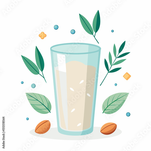 World Plant Milk Day vector illustration, plant-based milk, vegan dairy alternatives, almond oat soy icons