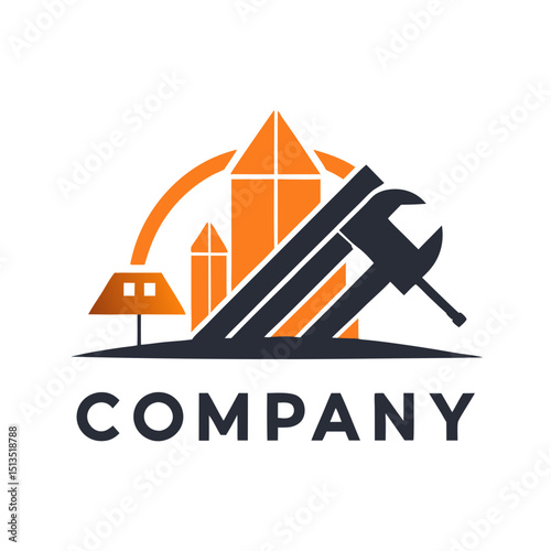 Home construction and repair company logo with modern design